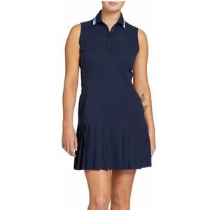 Lady Hagen Women's sz XXL Navy Blazer Woven Pleated Sleeveless Golf Dress New